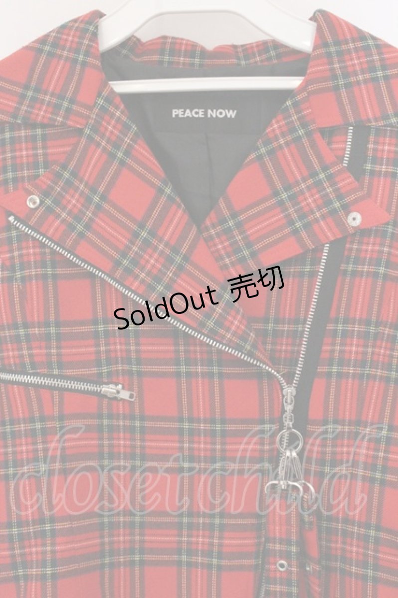 画像2: PEACE NOW / タータンチェックライダースジャケット M レッド O-26-05-09-063-PU-JA-IG-OS (2)