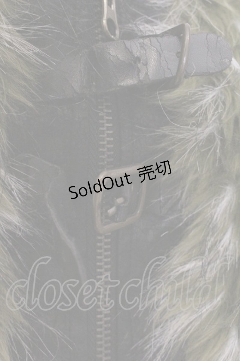 画像3: Qutie Frash / ファーレースアップベスト  ブラック×グリーン系 O-26-05-09-064-QU-JA-IG-OS (3)