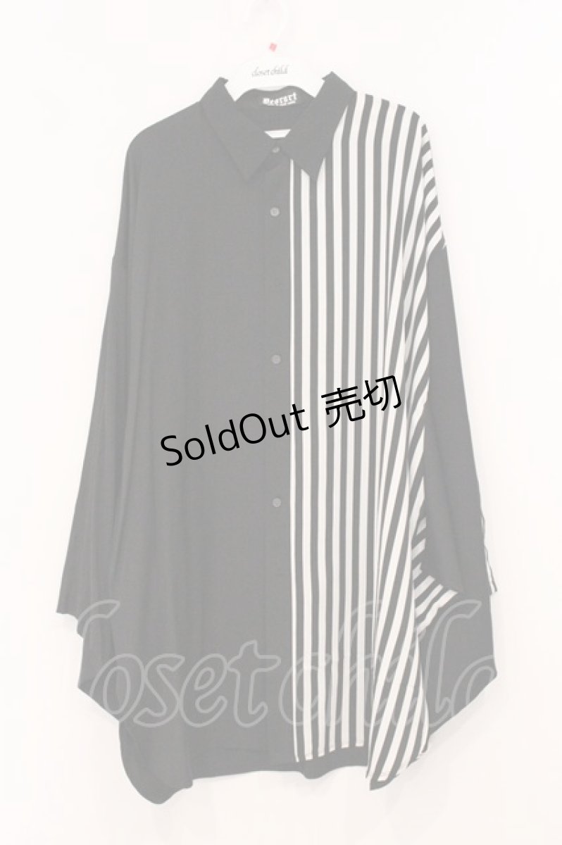 画像1: Deorart / ジオメトリック柄アシンメトリー着物シャツ F ブラック×ホワイト O-26-05-09-066-PU-BL-IG-OS (1)