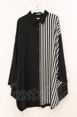 画像1: Deorart / ジオメトリック柄アシンメトリー着物シャツ F ブラック×ホワイト O-26-05-09-066-PU-BL-IG-OS (1)