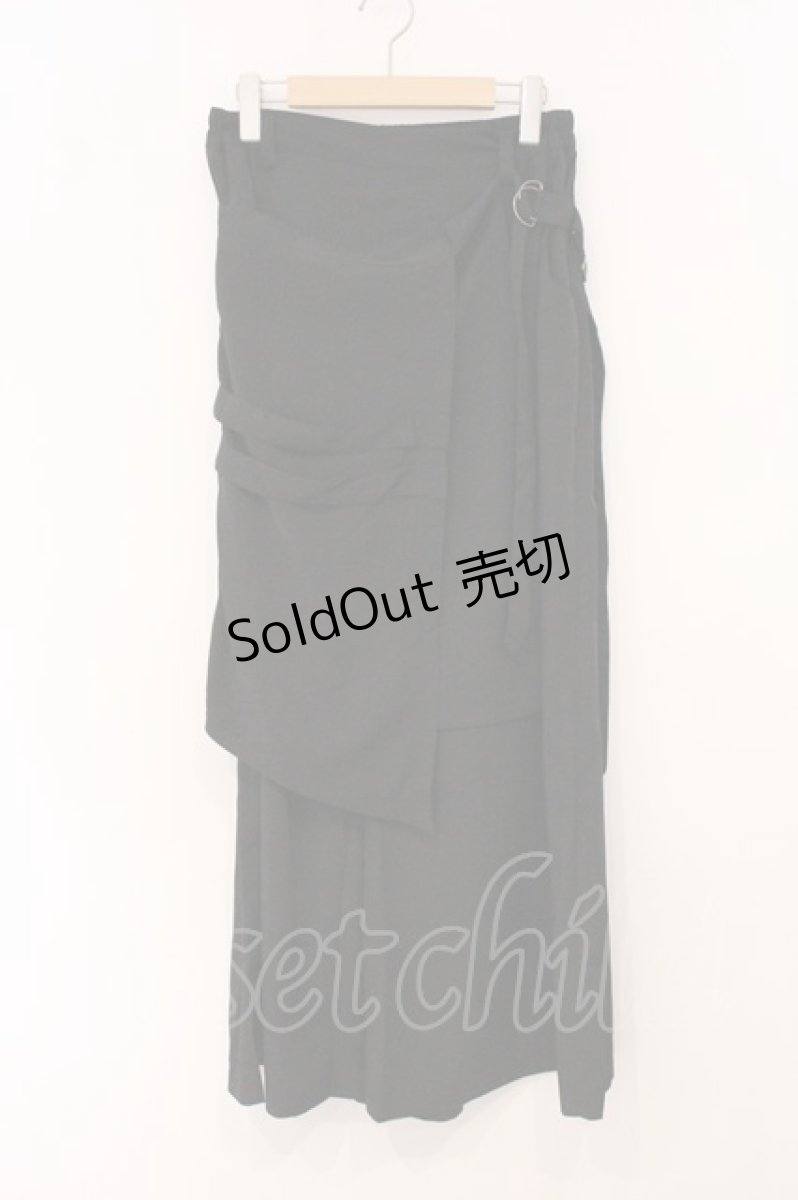 画像1: Deorart / フラップ付レイヤード・袴ワイドパンツ L ブラック O-26-05-09-011-PU-PA-IG-ZI (1)