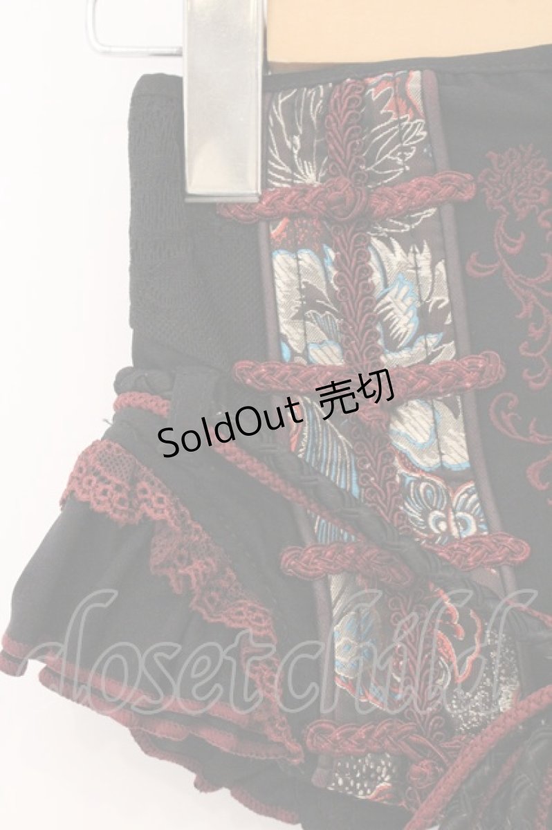 画像3: Ozz oneste / ジャガード切替チャイナボタンコルセット  ブラック×レッド O-26-05-09-014-OO-ZA-IG-OS (3)