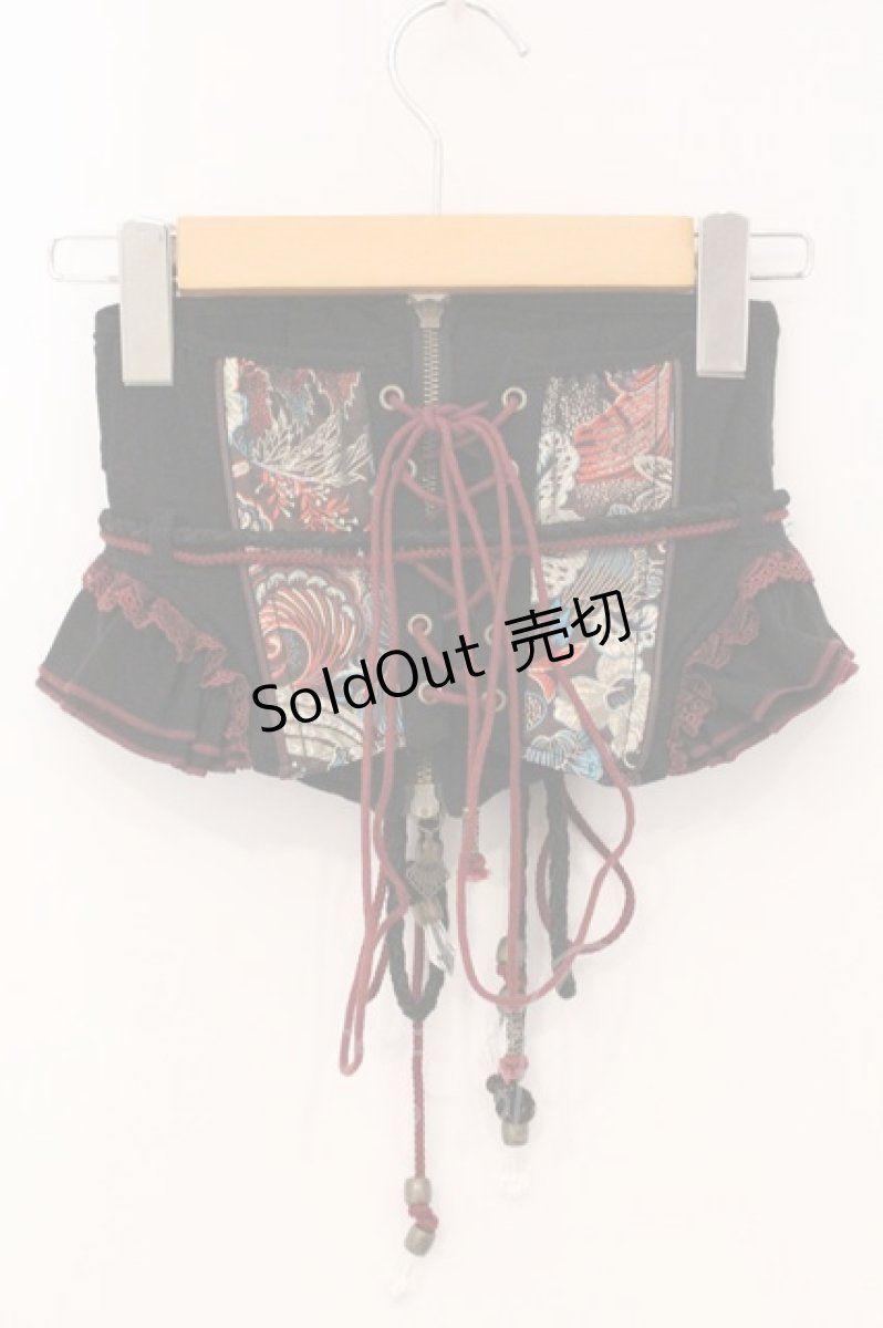 画像4: Ozz oneste / ジャガード切替チャイナボタンコルセット  ブラック×レッド O-26-05-09-014-OO-ZA-IG-OS (4)
