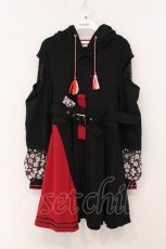 画像1: Favorite / 桜くノ一桜舞い散る　くの一パーカーワンピース M~L クロ O-26-05-09-019-LO-OP-OW-OS (1)