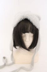 画像2: merry jenny / ribbonイヤーフラップニットキャップ  グレー O-26-05-10-013-LO-AC-OW-OS (2)