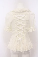 画像3: metamorphose / パール付丸襟ギャザーブラウス  アイボリー O-26-05-10-5028-ME-BL-OW-OS (3)