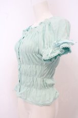 画像2: metamorphose / シャーリングフリルカットソー  ミント系 O-26-05-10-5031-ME-TO-OW-OS (2)