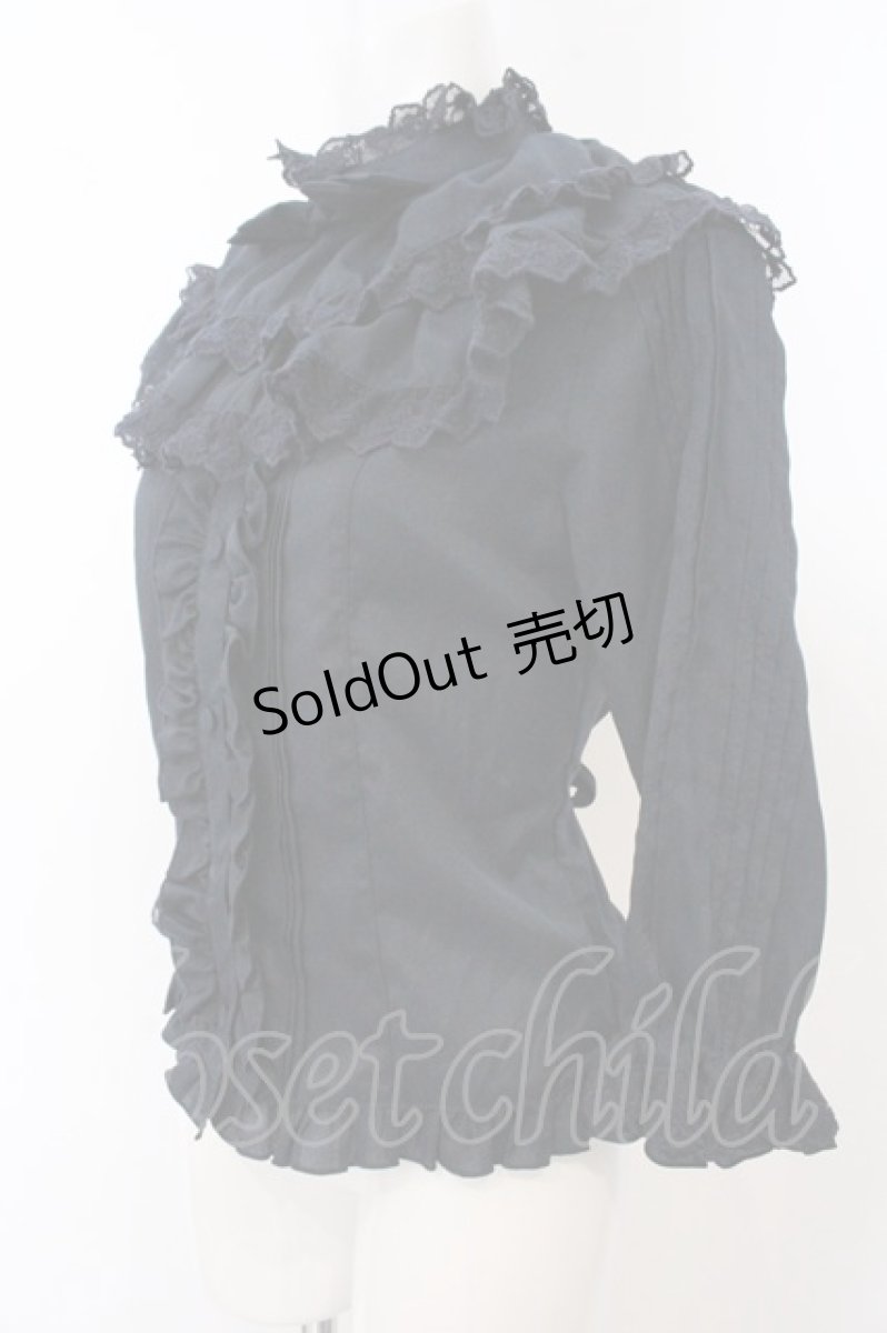 画像2: metamorphose / 飾り襟付七分袖ブラウス  ネイビー O-26-05-10-5035-ME-BL-OW-OS (2)