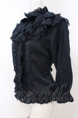 画像2: metamorphose / 飾り襟付七分袖ブラウス  ネイビー O-26-05-10-5035-ME-BL-OW-OS (2)