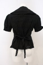 画像3: metamorphose / ヨーク切替半袖フリルブラウス  クロ O-26-05-10-5036-ME-BL-OW-OS (3)