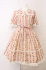 画像1: metamorphose / ドーリーコットン半袖ワンピース (花柄)  ピンク O-26-05-10-5045-ME-OP-OW-OS (1)