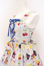 画像2: metamorphose / Juicy basketあみあげジャンパースカート  サックス系 O-26-05-10-5050-ME-OP-OW-OS (2)