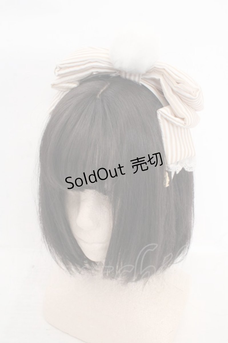 画像1: metamorphose / ストライプガーデンカチューシャ  ベージュ O-26-05-10-5063-ME-AC-OW-OS (1)