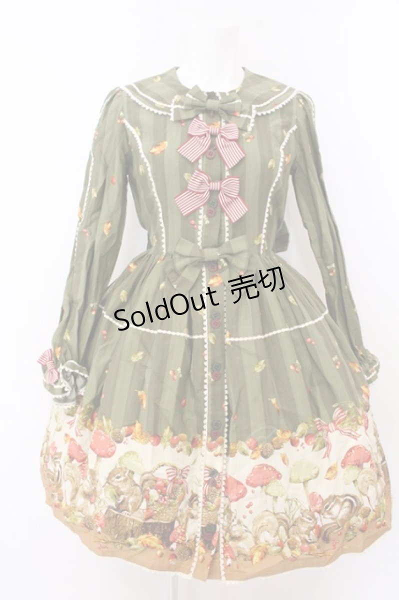 画像1: metamorphose / 森の小さな住人ワンピース  カーキグリーン O-26-05-10-5009-ME-OP-OW-OS (1)