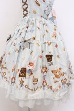 画像3: metamorphose / くまちゃんのBakery cafeバッスルジャンパースカート  サックス O-26-05-10-5011-ME-OP-OW-OS (3)