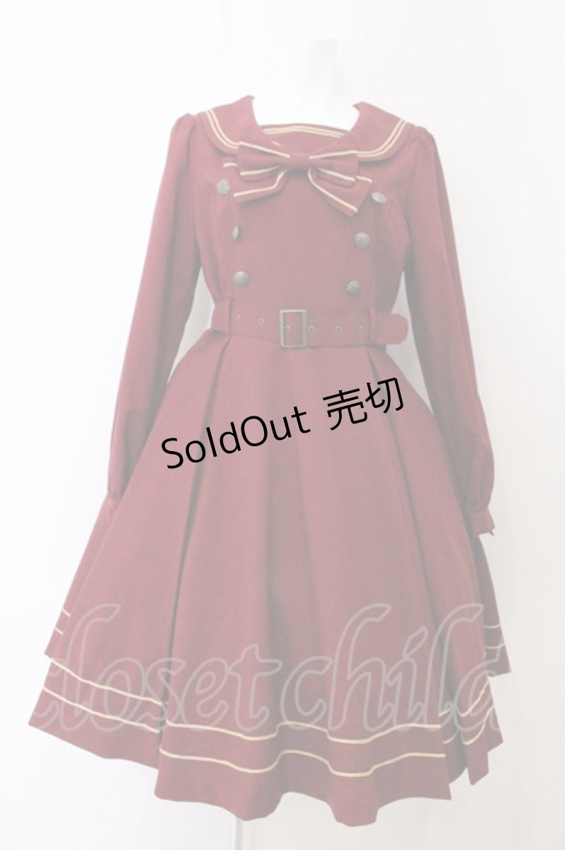 画像1: metamorphose / 長袖セーラーワンピース  えんじ O-26-05-10-5016-ME-OP-OW-OS (1)