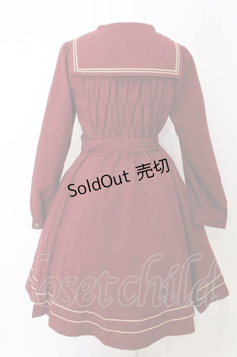画像4: metamorphose / 長袖セーラーワンピース  えんじ O-26-05-10-5016-ME-OP-OW-OS (4)