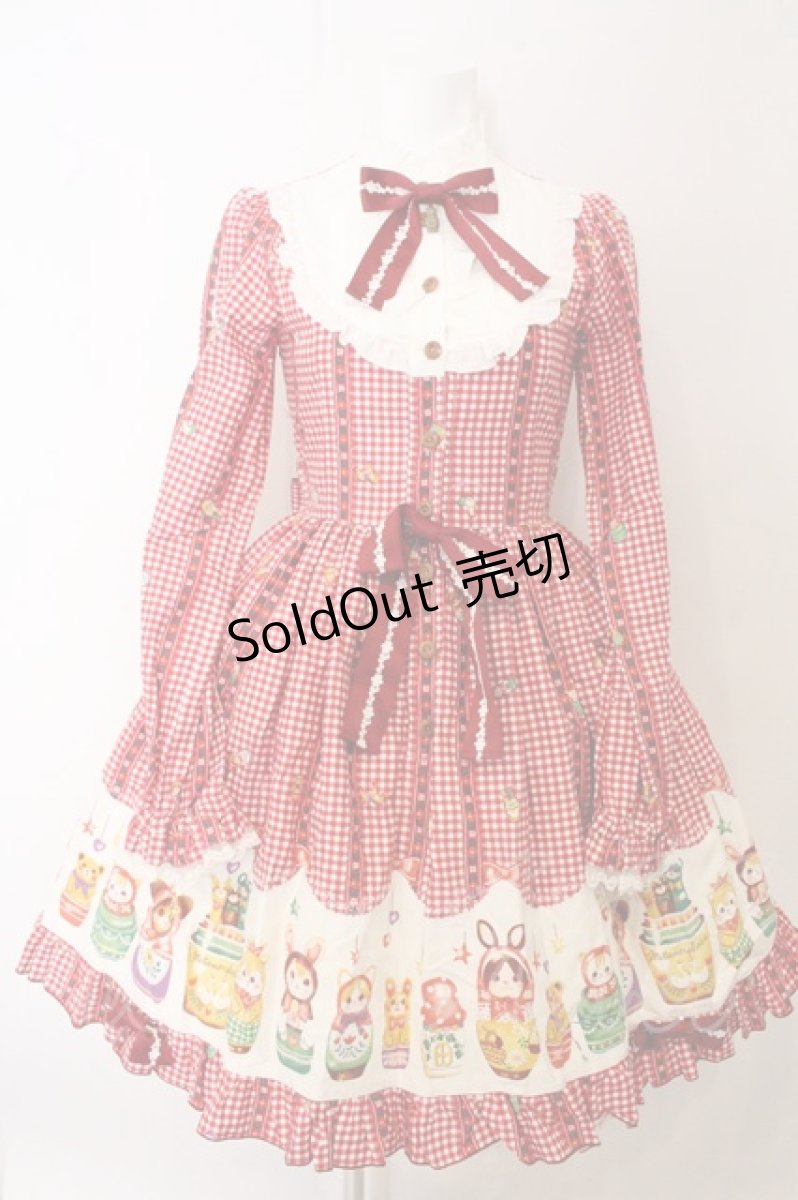 画像1: metamorphose / Nostalgic Matryoshka Doll長袖ワンピース  アカ系 O-26-05-10-5019-ME-OP-OW-OS (1)