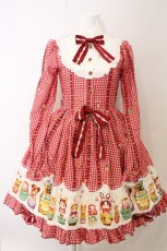 画像1: metamorphose / Nostalgic Matryoshka Doll長袖ワンピース  アカ系 O-26-05-10-5019-ME-OP-OW-OS (1)