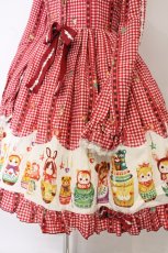 画像3: metamorphose / Nostalgic Matryoshka Doll長袖ワンピース  アカ系 O-26-05-10-5019-ME-OP-OW-OS (3)