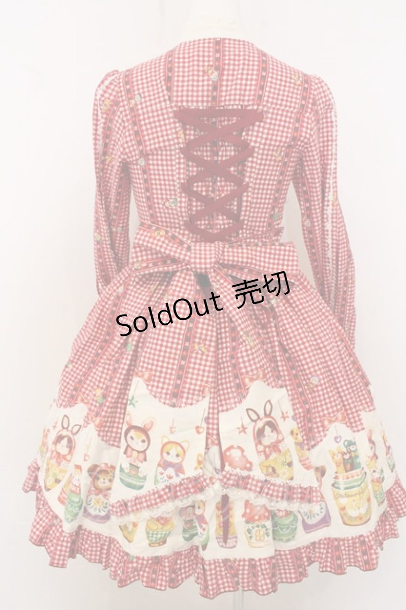 画像4: metamorphose / Nostalgic Matryoshka Doll長袖ワンピース  アカ系 O-26-05-10-5019-ME-OP-OW-OS (4)