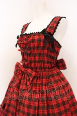 画像2: metamorphose / タータンチェックシャーリングジャンパースカート  アカ O-26-05-10-5022-ME-OP-OW-OS (2)