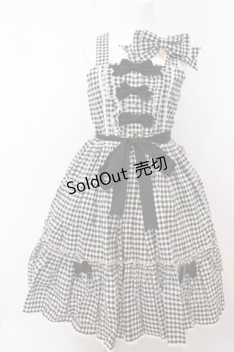 画像1: metamorphose / フリルリボンジャンパースカートセット  クロ O-26-05-10-5023-ME-OP-OW-OS (1)
