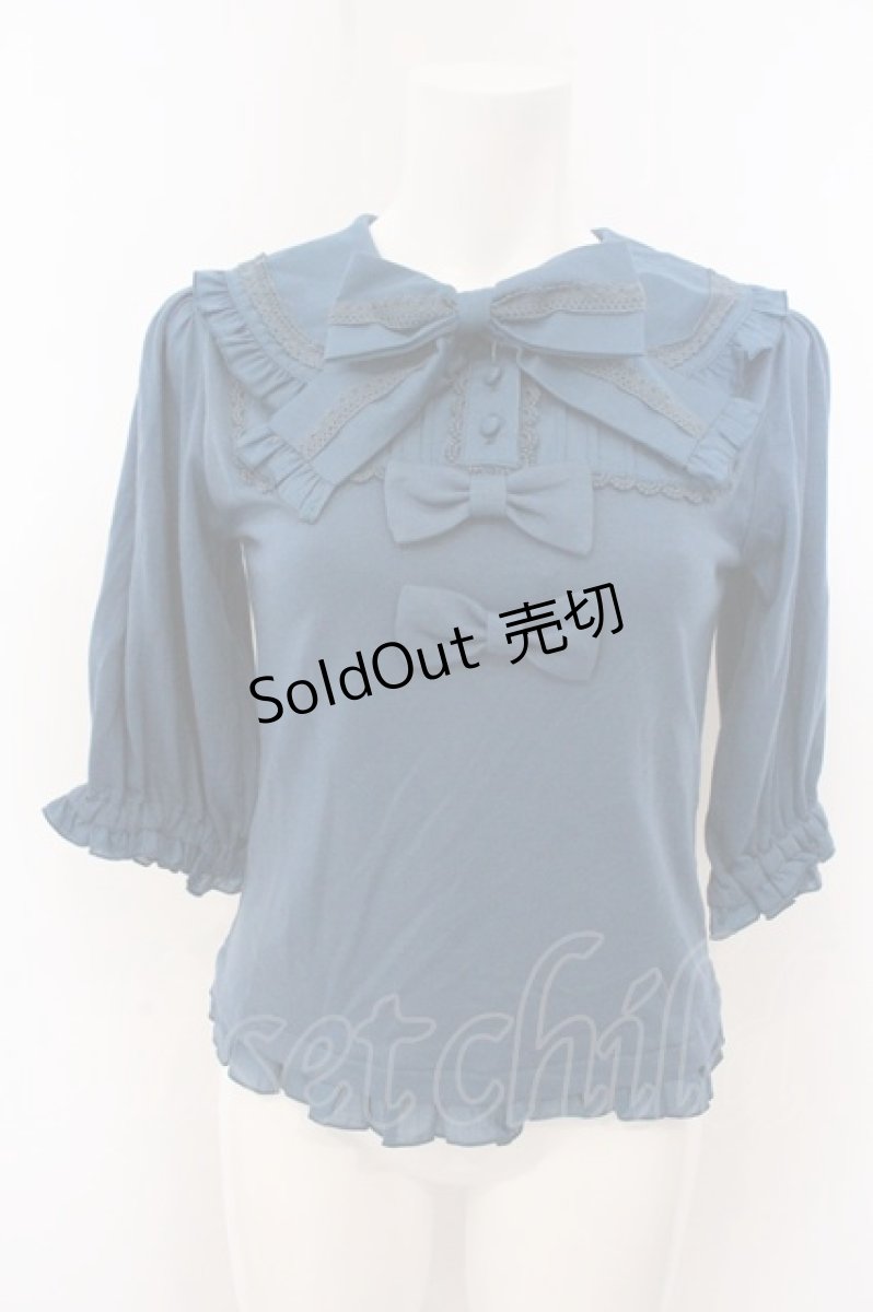 画像1: metamorphose / 丸襟リボンカットソー  コン O-26-05-10-5024-ME-TO-OW-ZH (1)