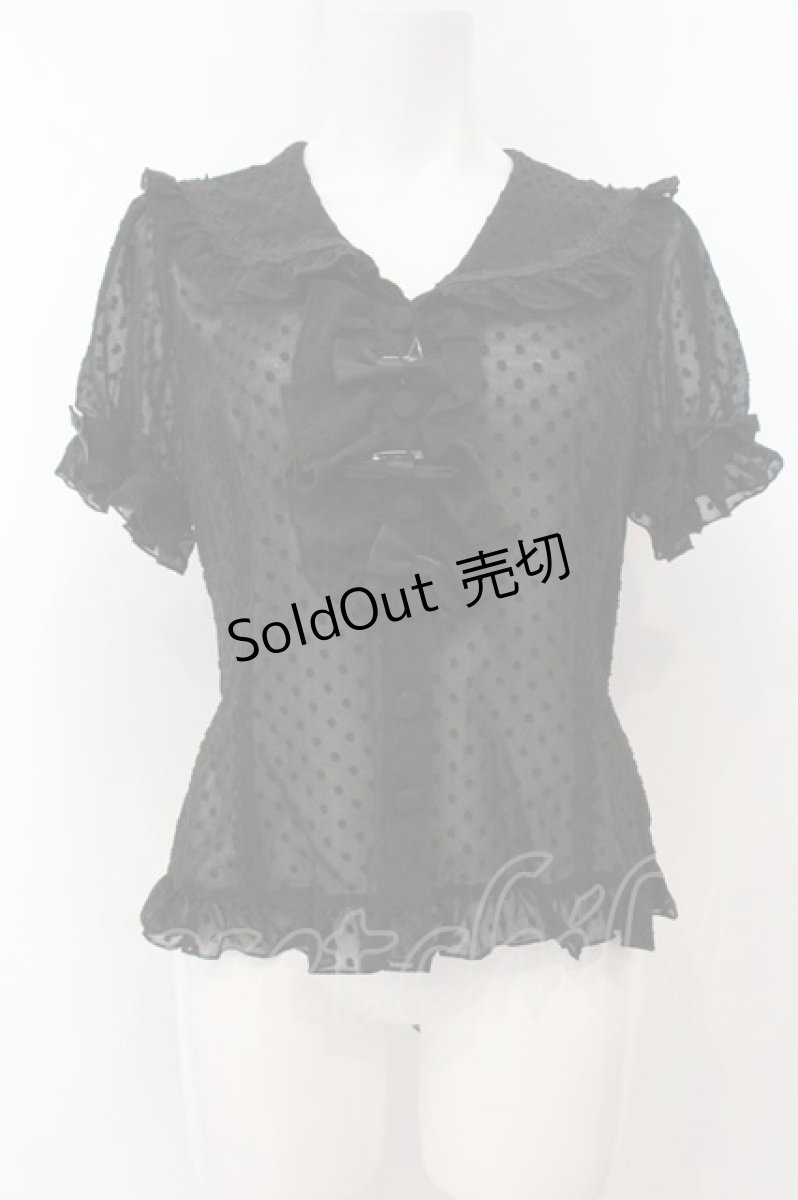 画像1: metamorphose / ドット半袖ブラウス  クロ O-26-05-10-5026-ME-BL-OW-OS (1)