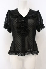 画像1: metamorphose / ドット半袖ブラウス  クロ O-26-05-10-5026-ME-BL-OW-OS (1)