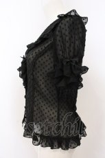 画像2: metamorphose / ドット半袖ブラウス  クロ O-26-05-10-5026-ME-BL-OW-OS (2)