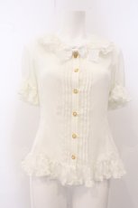画像1: metamorphose / パール付丸襟ギャザーブラウス  アイボリー O-26-05-10-5028-ME-BL-OW-OS (1)
