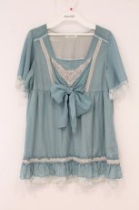 画像1: axes femme / モチーフレース使いシフォンチュニ  グリーン系 O-26-05-11-042-AX-TO-IG-OS (1)