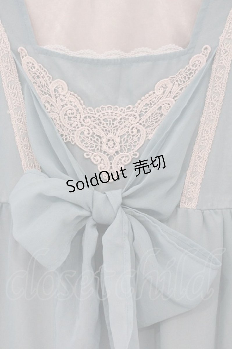 画像2: axes femme / モチーフレース使いシフォンチュニ  グリーン系 O-26-05-11-042-AX-TO-IG-OS (2)