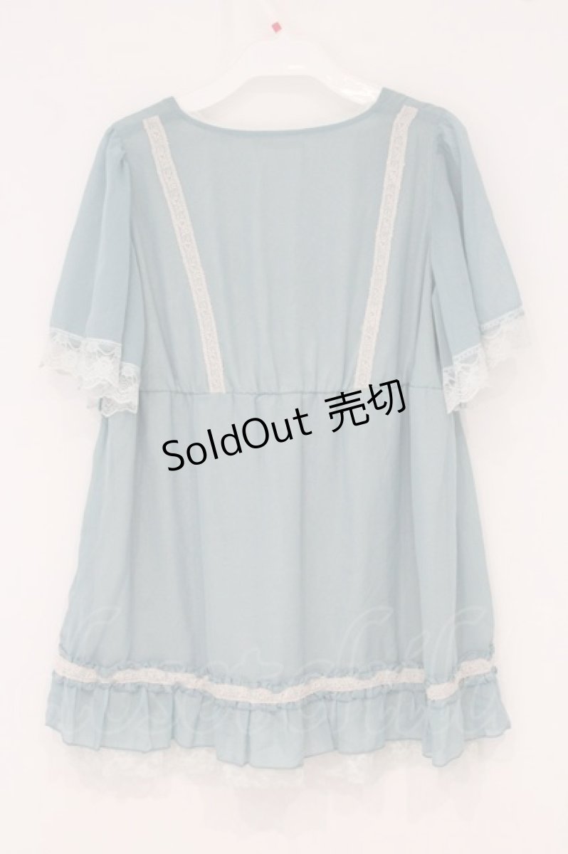 画像3: axes femme / モチーフレース使いシフォンチュニ  グリーン系 O-26-05-11-042-AX-TO-IG-OS (3)