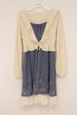 画像1: axes femme / ボレロ風ニットワンピース  ブルー×オフシロ O-26-05-11-049-AX-TO-IG-OS (1)