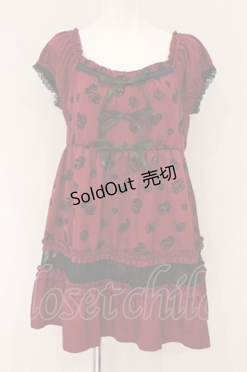 画像1: axes femme / フロッキーローズチュニック F ワイン O-26-05-11-052-AX-TO-OW-OS (1)