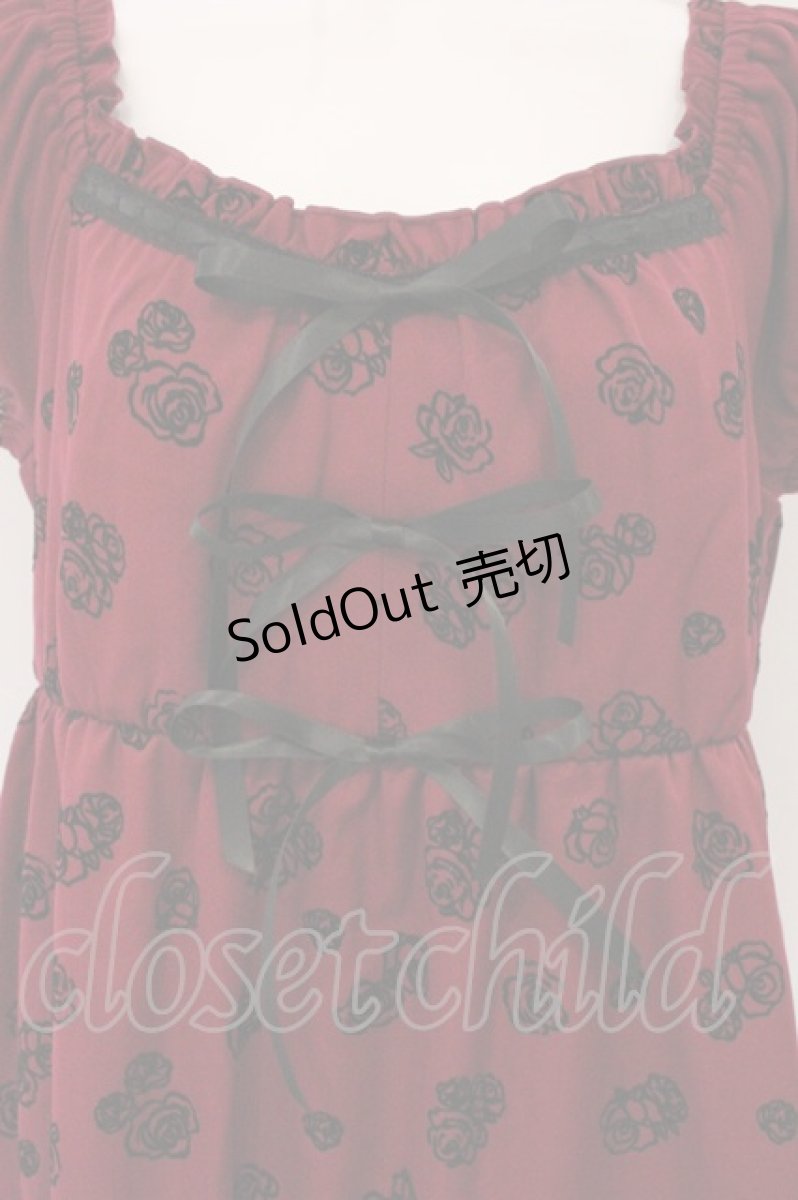 画像2: axes femme / フロッキーローズチュニック F ワイン O-26-05-11-052-AX-TO-OW-OS (2)