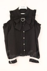 画像1: DearMyLove / 第五人格コラボ ハートバックルリボンオフショルブラウス M クロ×シロ O-26-05-11-073-GO-BL-IG-OS (1)
