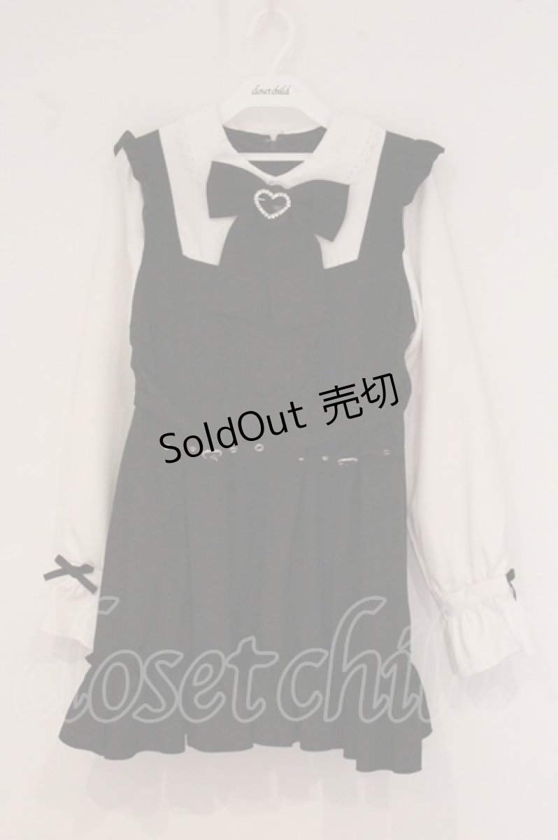 画像1: DearMyLove / キラキラハートクロスベルトワンピース M ミニ クロ×シロ O-26-05-11-077-GO-OP-IG-OS (1)
