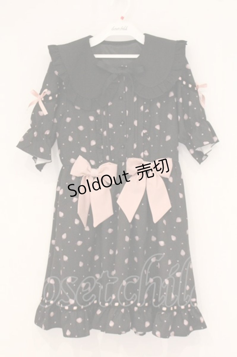 画像1: DearMyLove / 選べる無地orいちご柄ロリータワンピース M いちご柄　クロ O-26-05-11-080-GO-OP-IG-OS (1)
