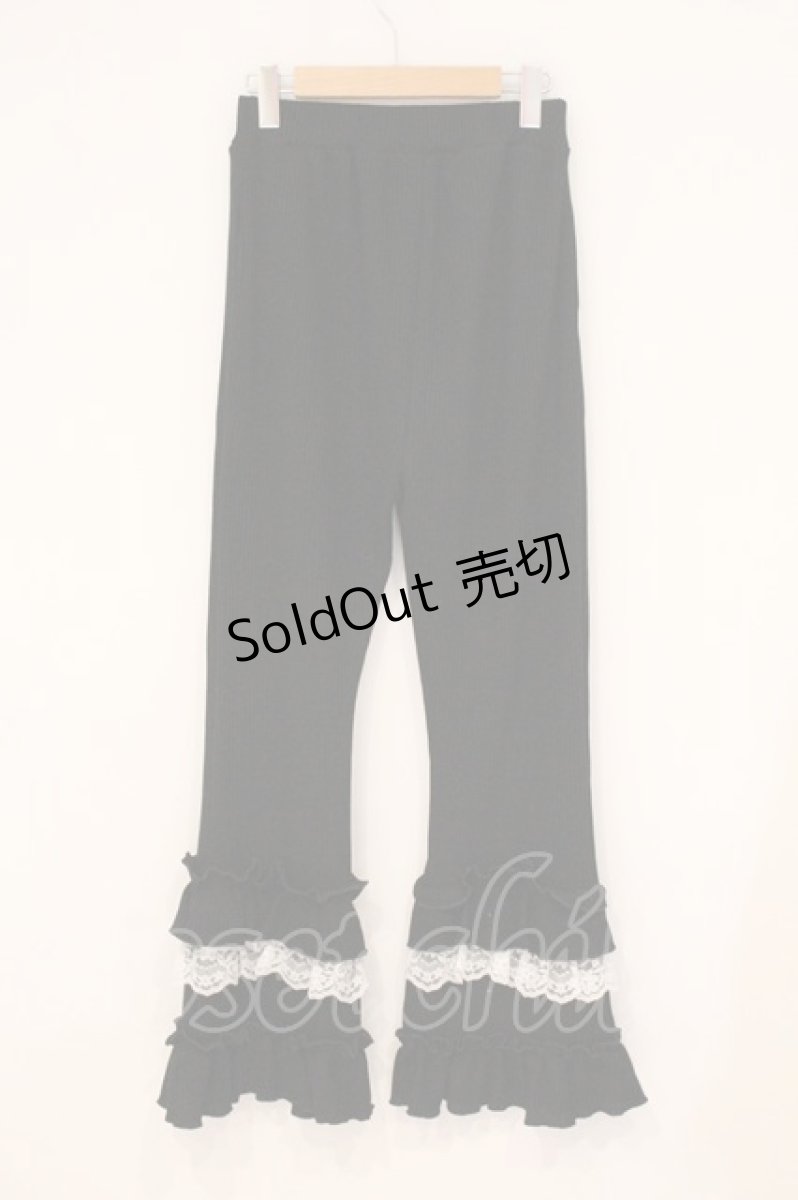 画像3: axes femme / フリル×レースワッフルパンツ F クロ×シロ O-26-05-11-019-AX-PA-OW-OS (3)