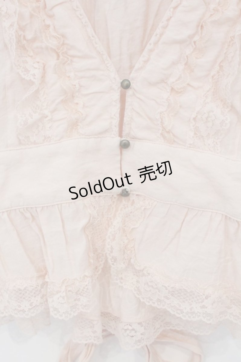画像2: axes femme / Vネックフリルショートボレロ M ピンク O-26-05-11-024-AX-TO-OW-OS (2)