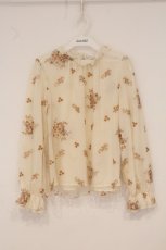 画像1: axes femme / シフォンフラワー刺繍トップス M キナリ O-26-05-11-026-AX-TO-OW-OS (1)