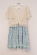画像1: axes femme / ブラウスドッキングワンピース  サックス×オフシロ O-26-05-11-030-AX-OP-IG-OS (1)