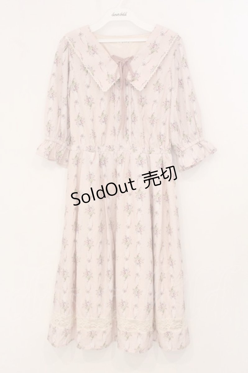 画像1: axes femme / ブーケリボン柄セーラーワンピース  ピンク O-26-05-12-031-AX-OP-IG-OS (1)