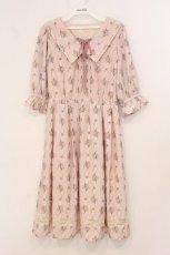 画像1: axes femme / ブーケリボン柄セーラーワンピース  ピンク O-26-05-12-031-AX-OP-IG-OS (1)