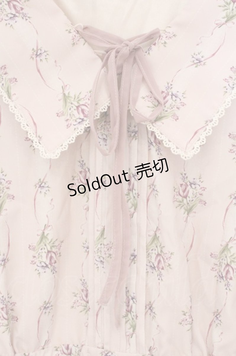 画像2: axes femme / ブーケリボン柄セーラーワンピース  ピンク O-26-05-12-031-AX-OP-IG-OS (2)