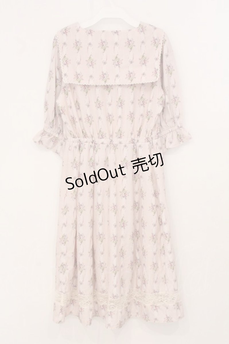 画像3: axes femme / ブーケリボン柄セーラーワンピース  ピンク O-26-05-12-031-AX-OP-IG-OS (3)