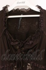 画像2: Ozz Croce / 薔薇刺繍コルセット風カットソー  ブラウン O-26-05-12-043-OO-TO-IG-OS (2)